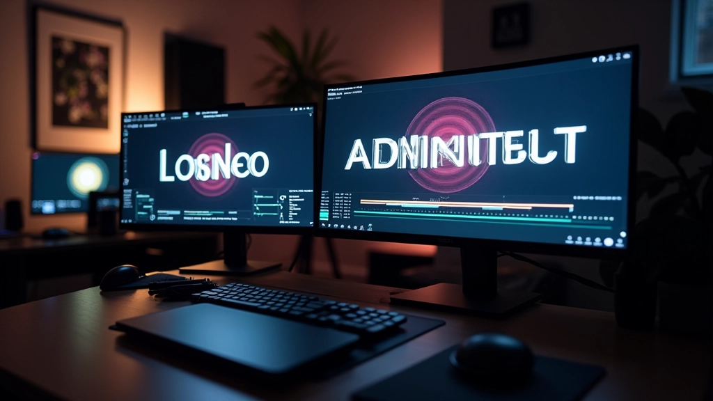 Studio de motion design moderne avec écran affichant une timeline d'animation de typographie avec pistes audio synchronisées