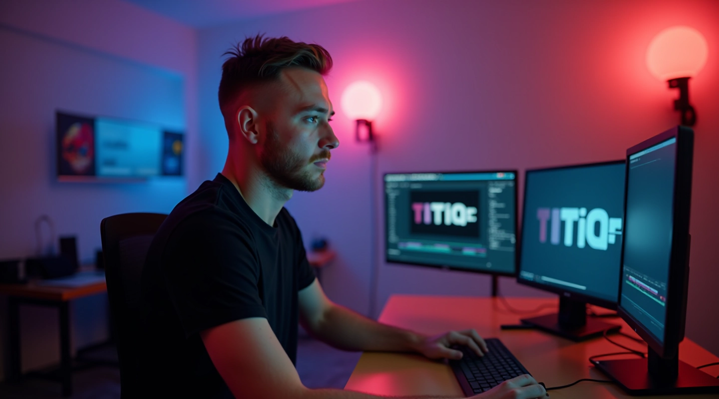 Écran d'ordinateur affichant une timeline d'animation avec des couches de texte et des images clés visibles