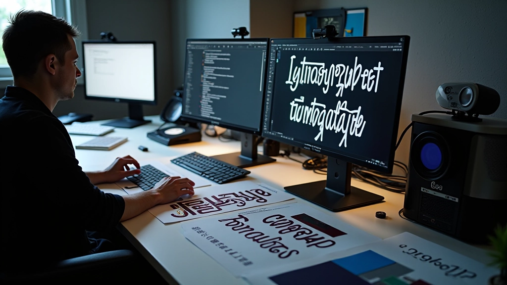 Variations de typographie avec différents poids et styles disposés sur un tableau de bord